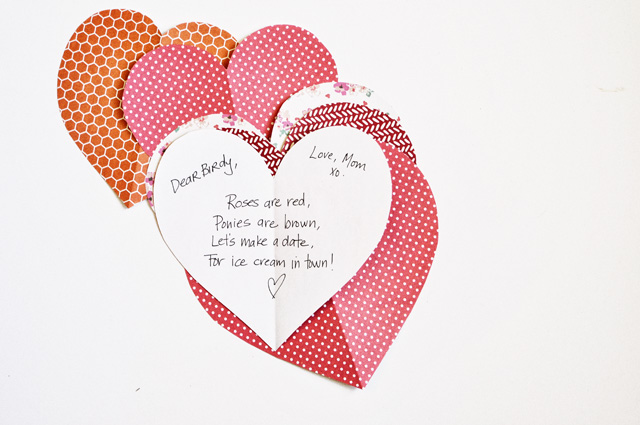valentines folded paper hearts envelopes