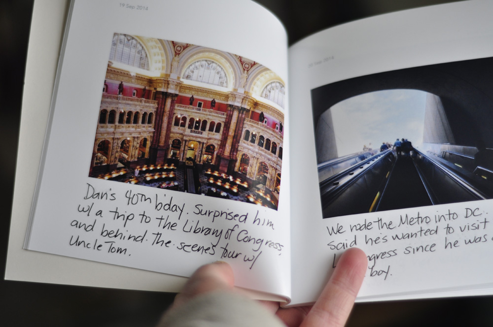 Handwritten journal captions in Chatbooks Instagram books MommyCoddle