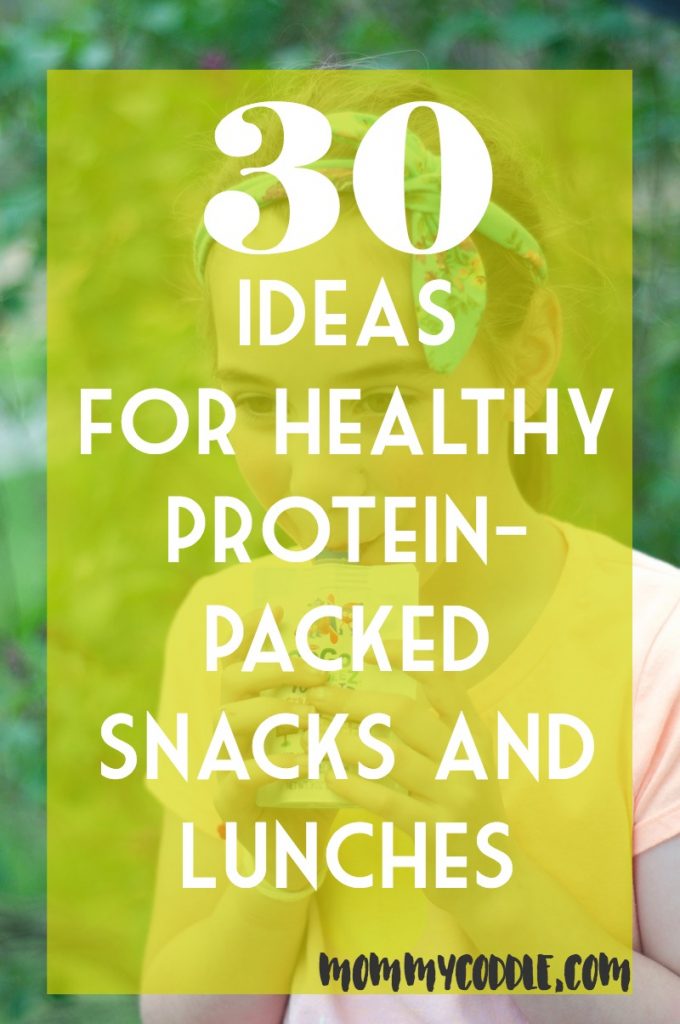 Great ideas for things to put in your kids lunches that have a lot of protein and whole grains